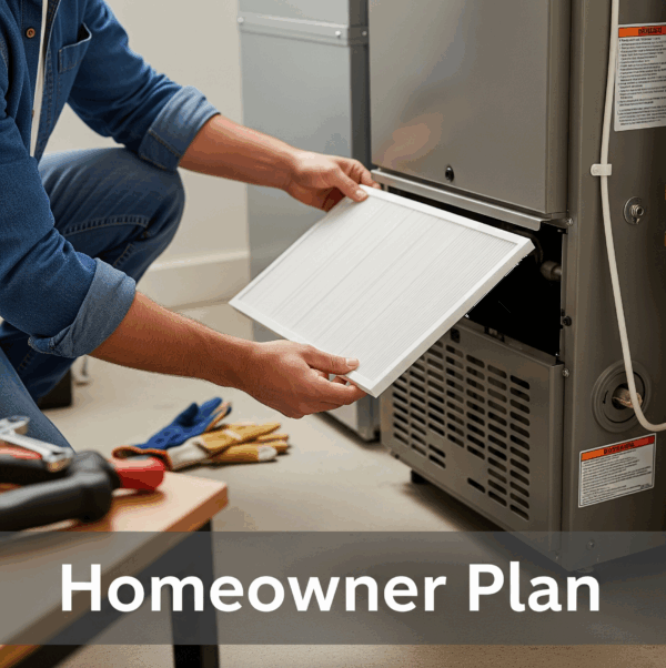 Person changing furnace filter thanks to scheduled email reminder